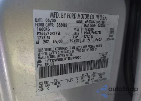 2001 Ford F-150 King Ranch Edition/Lariat/Xlt z USA, uszkodzony, nr VIN 1FTRW08LX1KE32055